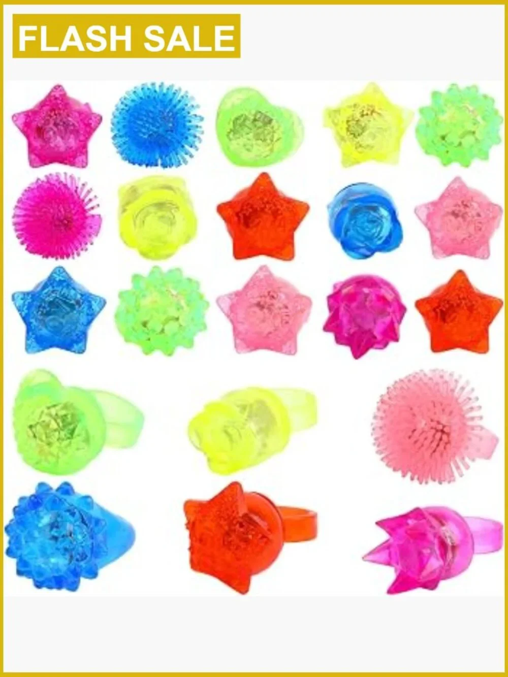 24 Light Up LED Rings Flashing Party Favors Novelty Toys for Kids